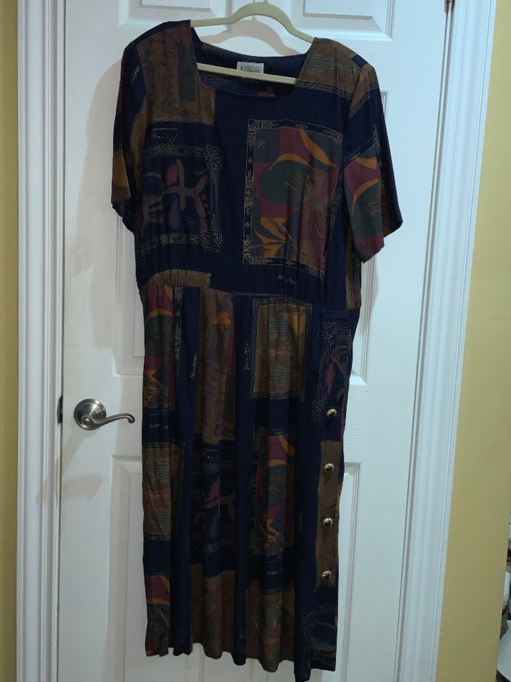 Kari’s Korner vintage midi dress Sz 18 button trim short sleeve made in US